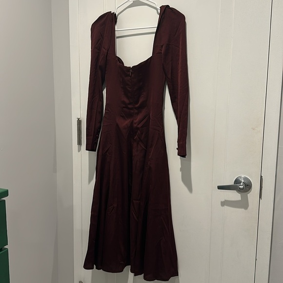 House of CB Arlinda Brown Midi Dress long sleeve e - Picture 7 of 8